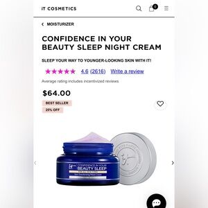 BRAND NEW!! IT CONFIDENCE IN YOUR BEAUTY SLEEP moisturizer. 2oz.
